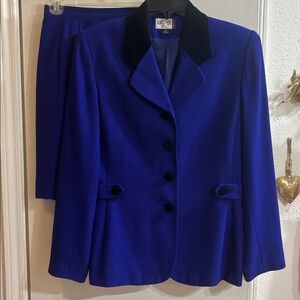 Kasper Royal Blue Blazer with Black Collar
